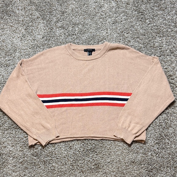 Forever 21 Beige Sweater with Tricolor Stripe - Picture 1 of 6